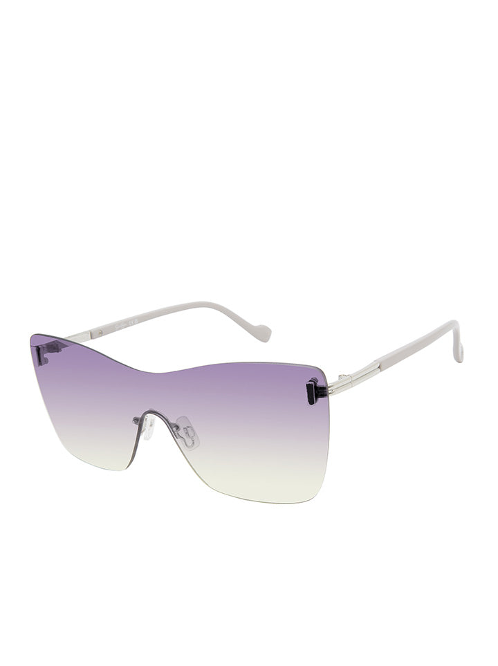 Accessories Glamorous Frameless Shield Sunglasses - Silver & Grey | Jessica Simpson