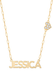 Accessories Personalized Necklace with Pavé Cubic Zirconia Charm - Gold | Jessica Simpson