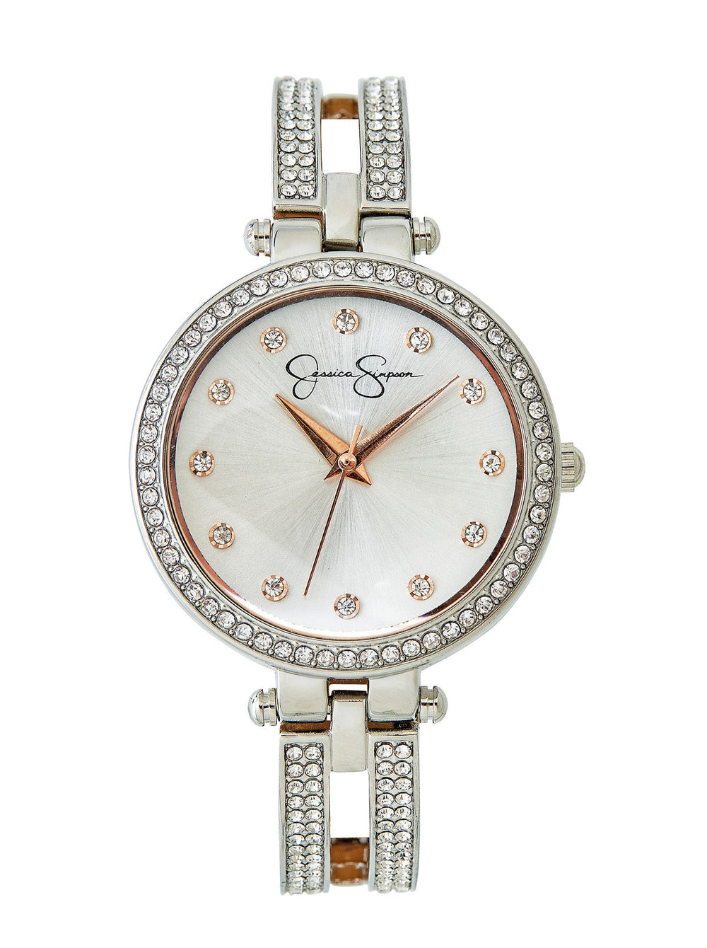 Accessories Silver Tone Crystal Double Arm Bangle Watch | Jessica Simpson