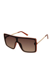 Accessories Square Shield Metal Temple Sunglasses - Brown | Jessica Simpson