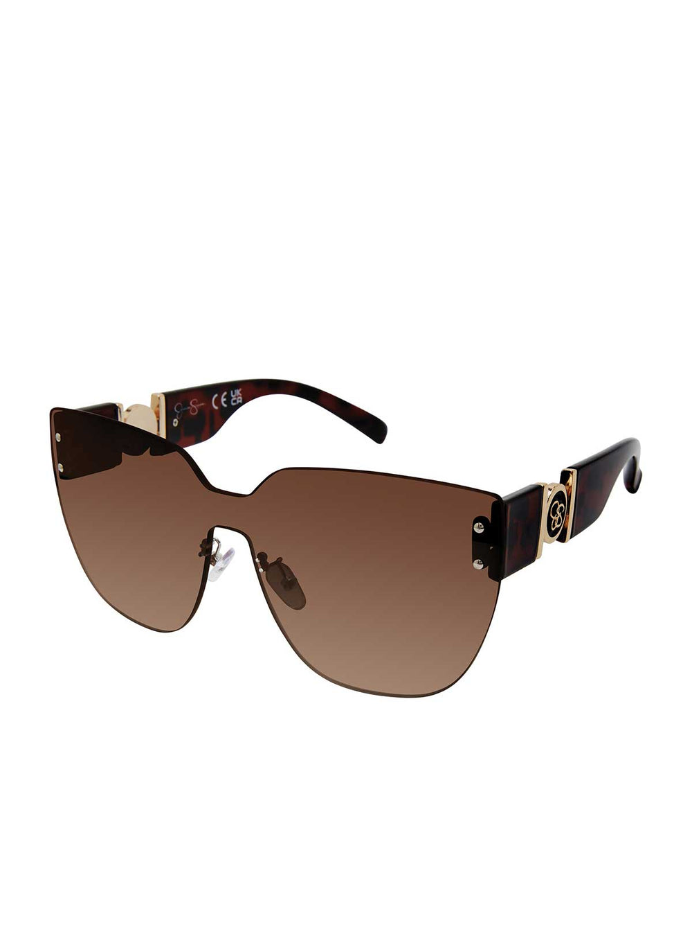 Accessories Rimless Cat Eye Shield Sunglasses - Tortoise | Jessica Simpson