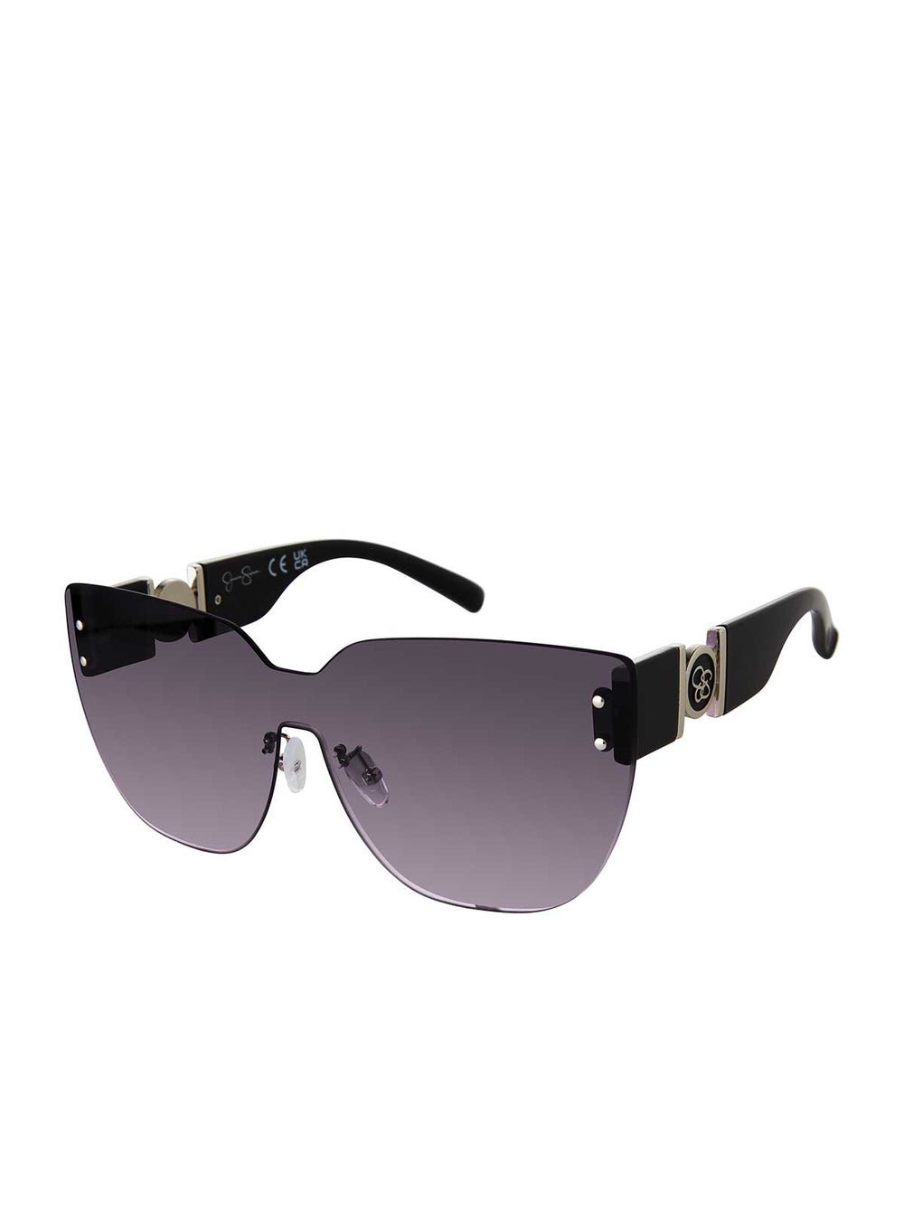 Accessories Rimless Cat Eye Shield Sunglasses - Black | Jessica Simpson