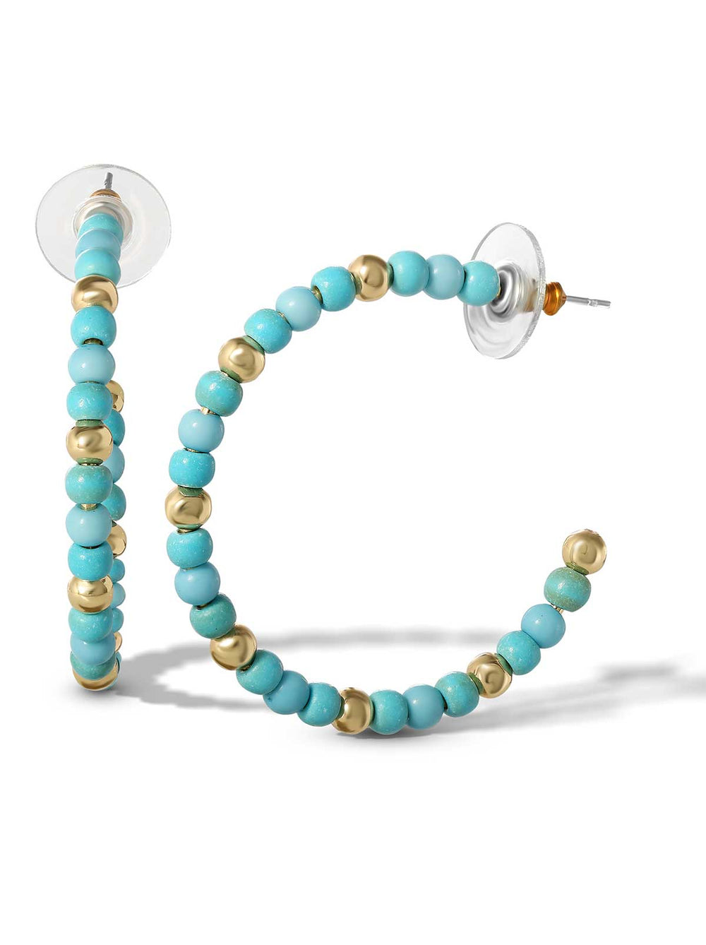 Accessories Turquoise Bead Hoop Earrings - Gold | Jessica Simpson
