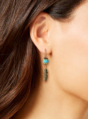 Accessories Turquoise Bead Feather Drop Earrings - Gold | Jessica Simpson