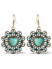 Accessories Turquoise Stone Ornate Heart Earrings | Jessica Simpson