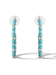Accessories Turquoise Bead Hoop Earrings - Silver | Jessica Simpson