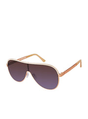 Accessories Metal Shield Aviator Pilot Sunglasses - Rose Gold & Nude | Jessica Simpson