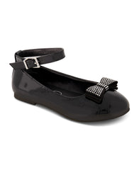 Women Girls' Amy Jeweled Bow Ballet Flat With Strap - Black | Jessica Simpson