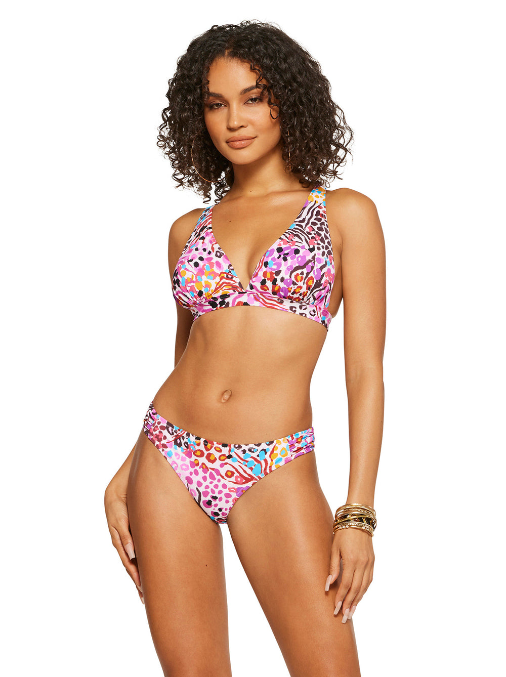 Women French Exit Full Support Triangle Bra - Pink Multi | Jessica Simpson