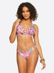 Women French Exit Full Support Triangle Bra - Pink Multi | Jessica Simpson