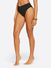 Women Textured Solids V Front High Waisted Bottom - Black | Jessica Simpson