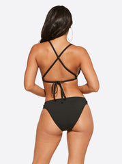 Women Textured Solids Full Support Triangle Bra - Black | Jessica Simpson