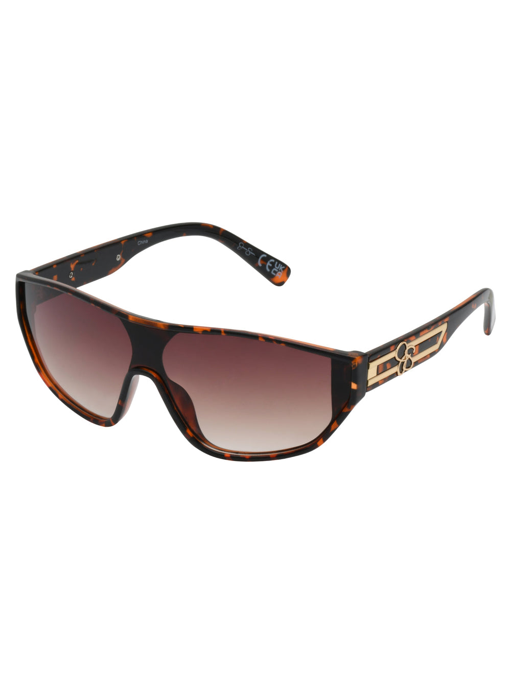 Accessories Wrap-Around Shield Sunglasses - Tortoise | Jessica Simpson