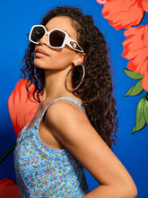 Accessories Oversized Geometric Sunglasses - White | Jessica Simpson