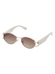Accessories Retro Vintage Metal Oval Sunglasses - Cream | Jessica Simpson