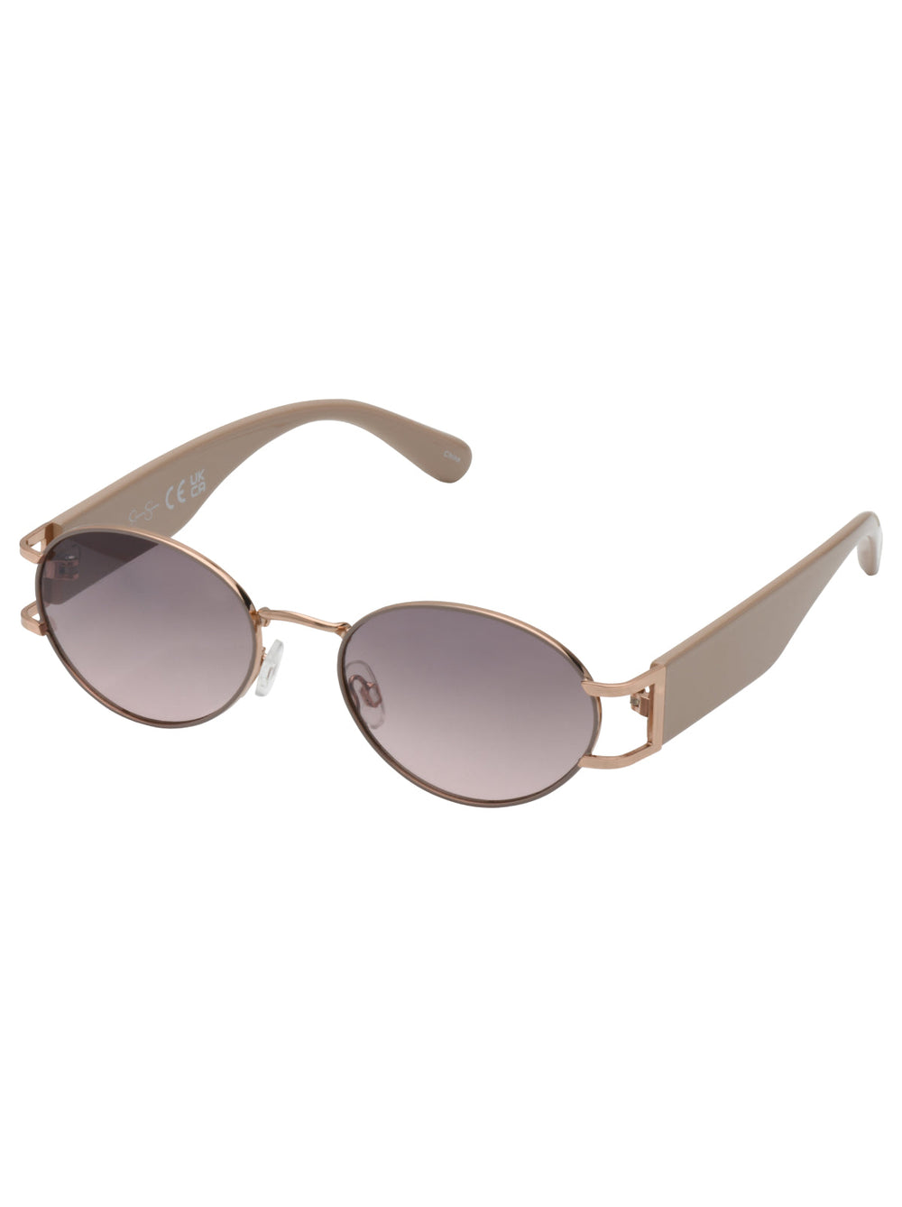 Accessories Retro Vintage Metal Oval Sunglasses - Nude | Jessica Simpson