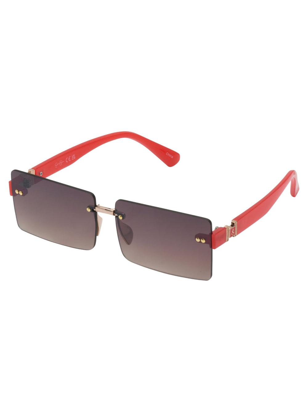 Accessories Sleek Rectangular Metal Sunglasses - Gold & Milky Coral | Jessica Simpson