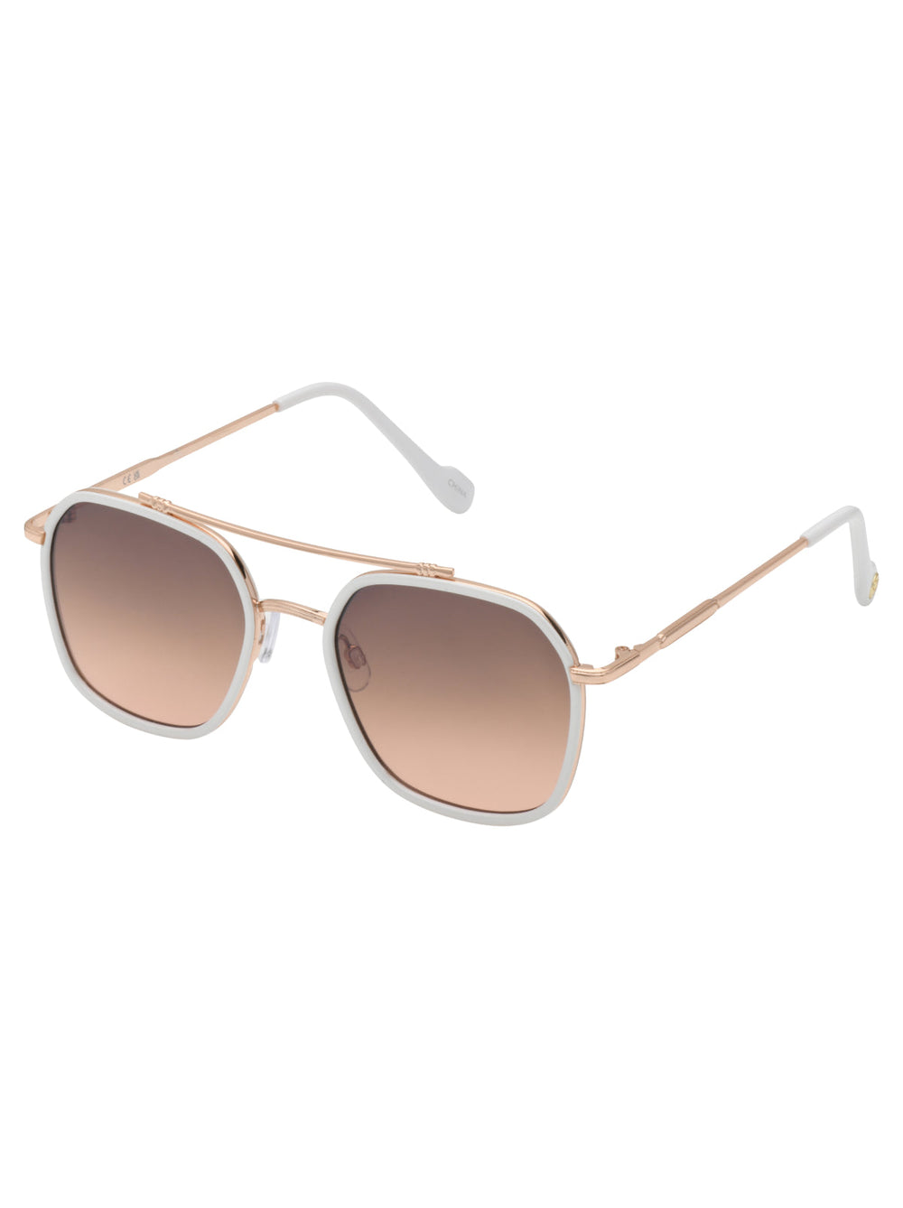 Accessories Square Metal Aviator Pilot Sunglasses - Rose Gold & White | Jessica Simpson