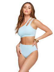 Women Solid One Shoulder Top With Slash - Powder Blue | Jessica Simpson