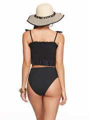 Women Solid Smocked Bandeau Top - Black | Jessica Simpson