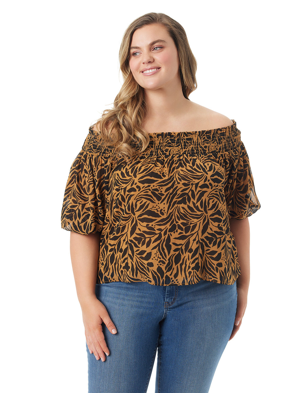 Women Rosiya Off Shoulder Top - Zebra Floral | Jessica Simpson