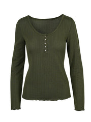 Women Tahani Henley Top - Bronze Green | Jessica Simpson