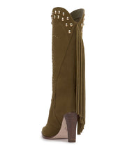 Women Rosera Studded Fringe Boot - Olive Green | Jessica Simpson