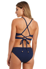 Women Boho Jacquard Cropped Cami with Ring - Dark Navy | Jessica Simpson