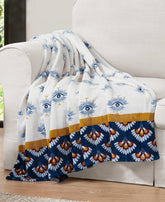 Home Celeste Plush Throw Plush - White & Navy | Jessica Simpson