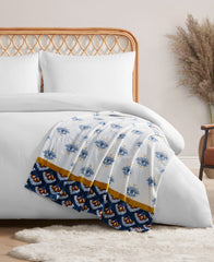Home Celeste Plush Throw Plush - White & Navy | Jessica Simpson