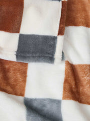 Home Emery Checkerbaord Plush Throw - Rust & Grey | Jessica Simpson