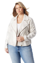 Women Biker Jacket - Silver Cream | Jessica Simpson