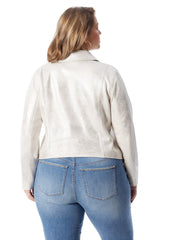 Women Biker Jacket - Silver Cream | Jessica Simpson
