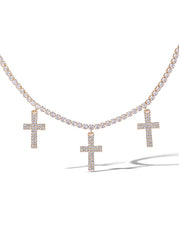 Accessories Triple Cross Pave Necklace | Jessica Simpson