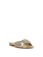 Women Dydra Knotted Flat Sandal - Silver & Gold | Jessica Simpson