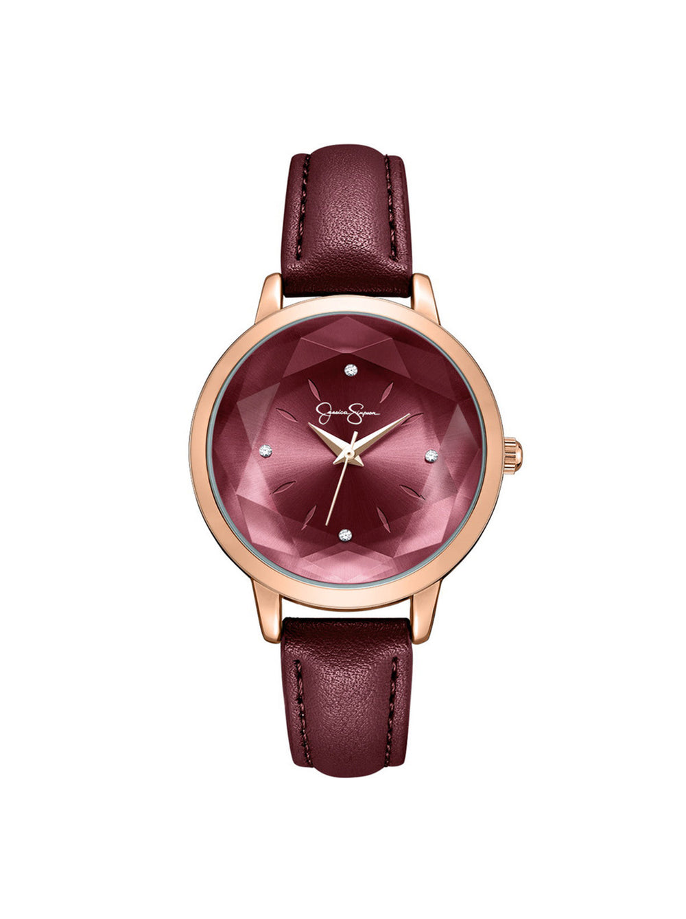 Accessories Faceted Glass Watch - Burgundy | Jessica Simpson