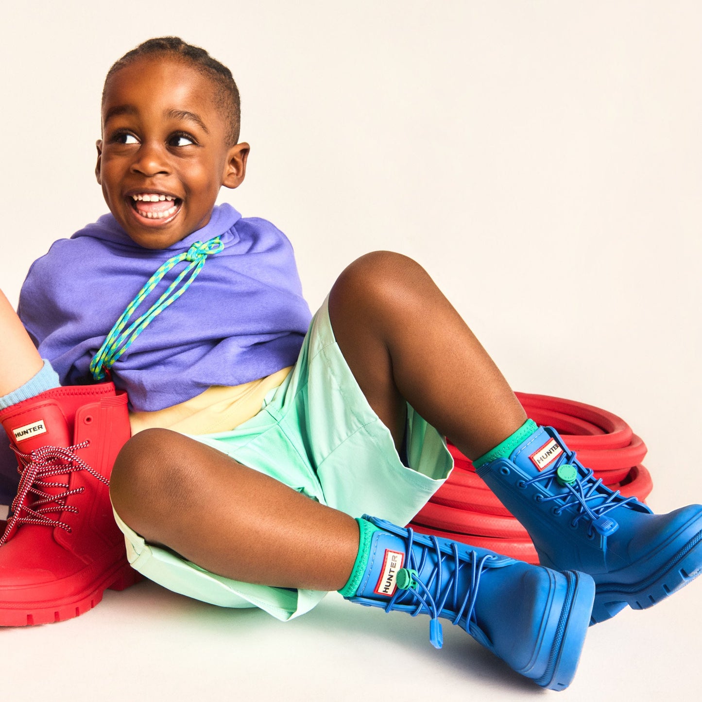 Hunter Boots Little Kids Stamp Lace-Up Waterproof Ankle Boots