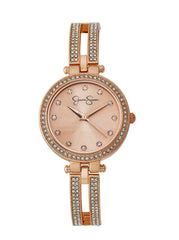 Accessories Rose Gold Tone Crystal Double Arm Bangle Watch | Jessica Simpson