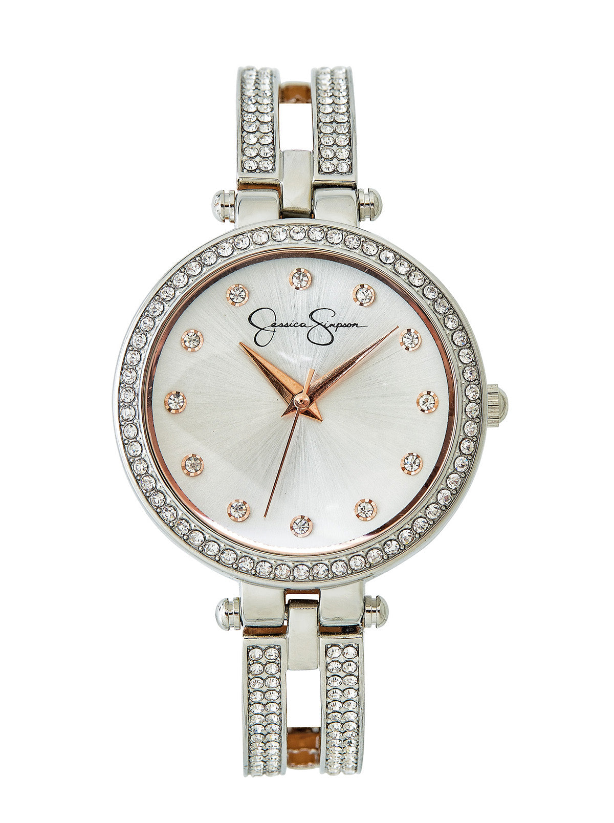 Accessories Silver Tone Crystal Double Arm Bangle Watch | Jessica Simpson
