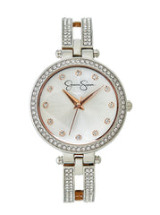 Accessories Silver Tone Crystal Double Arm Bangle Watch | Jessica Simpson