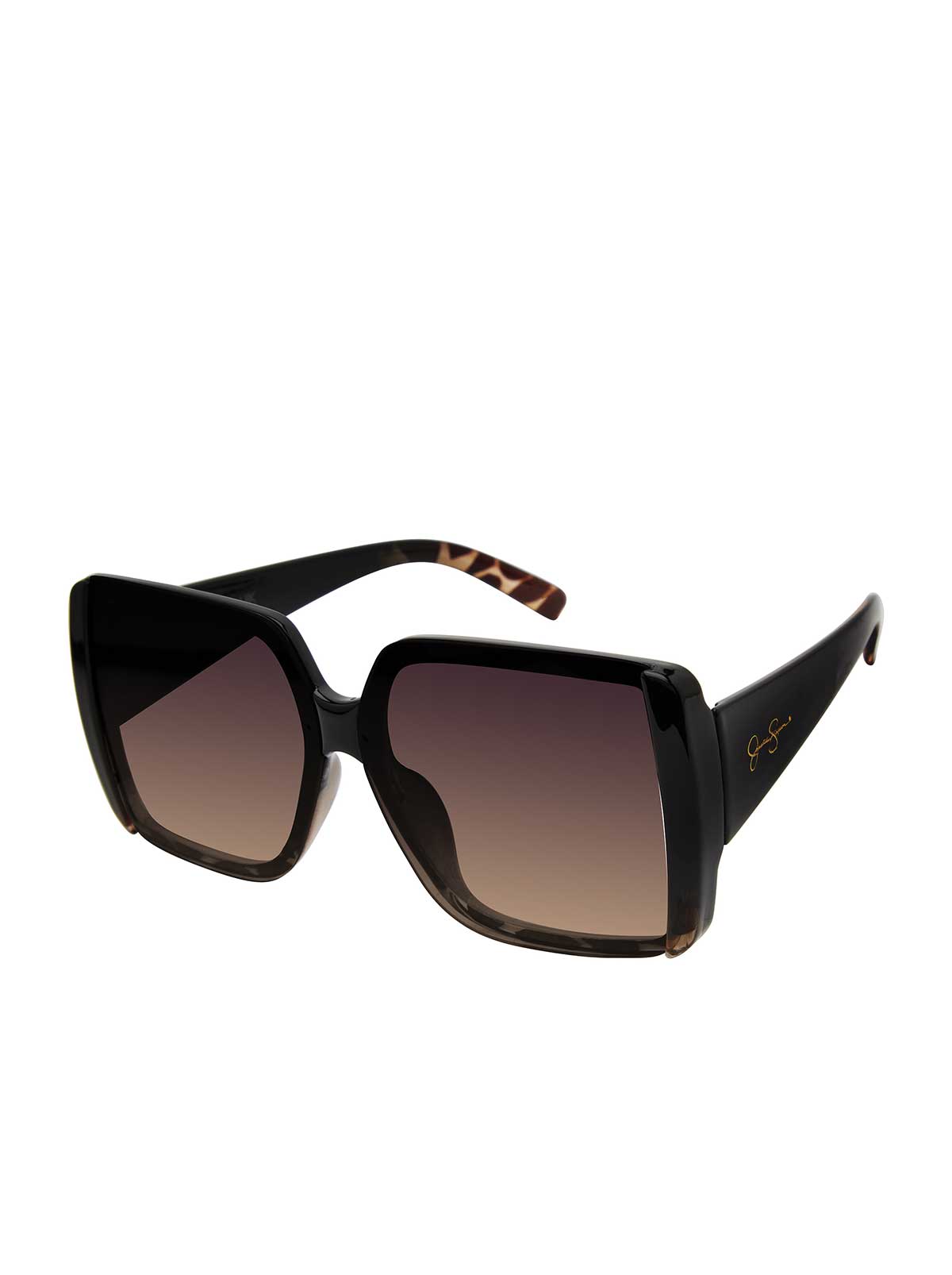 Accessories Oversized Glamorous Square Sunglasses - Black and Tortoise | Jessica Simpson