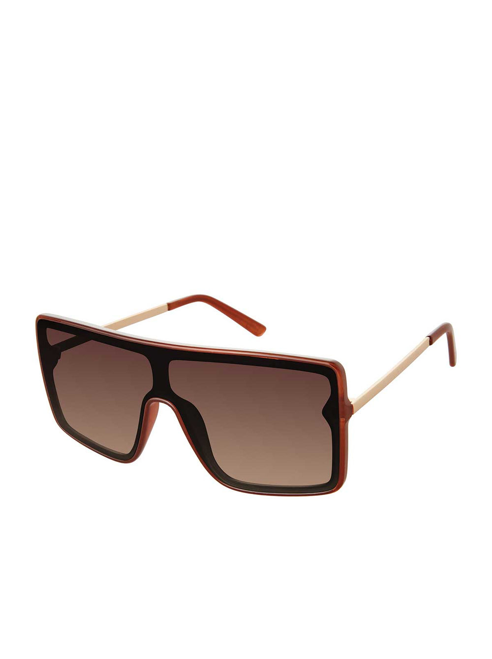 Accessories Square Shield Metal Temple Sunglasses - Brown | Jessica Simpson