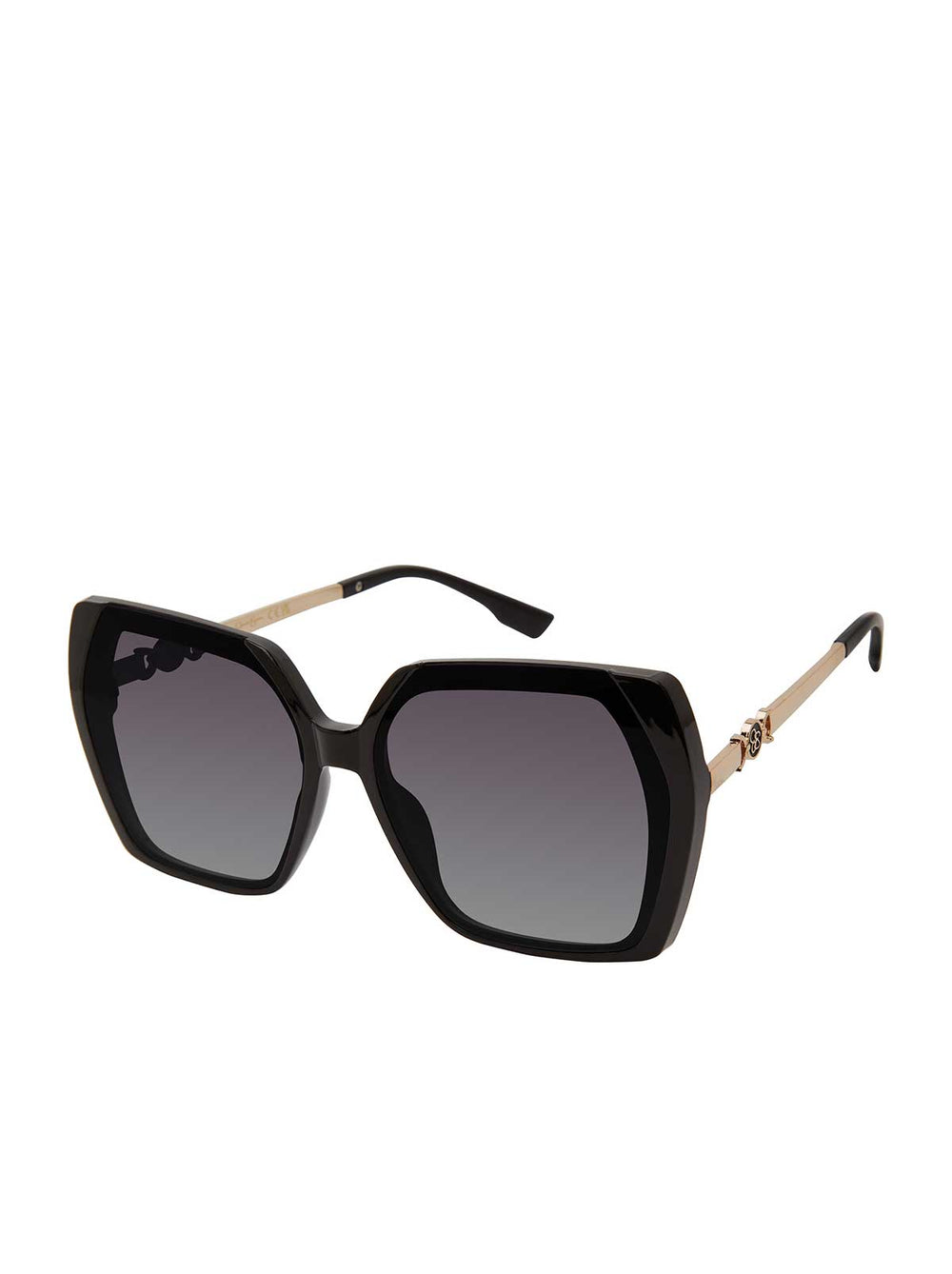 Accessories Geometric Metal Temple Sunglasses - Black | Jessica Simpson