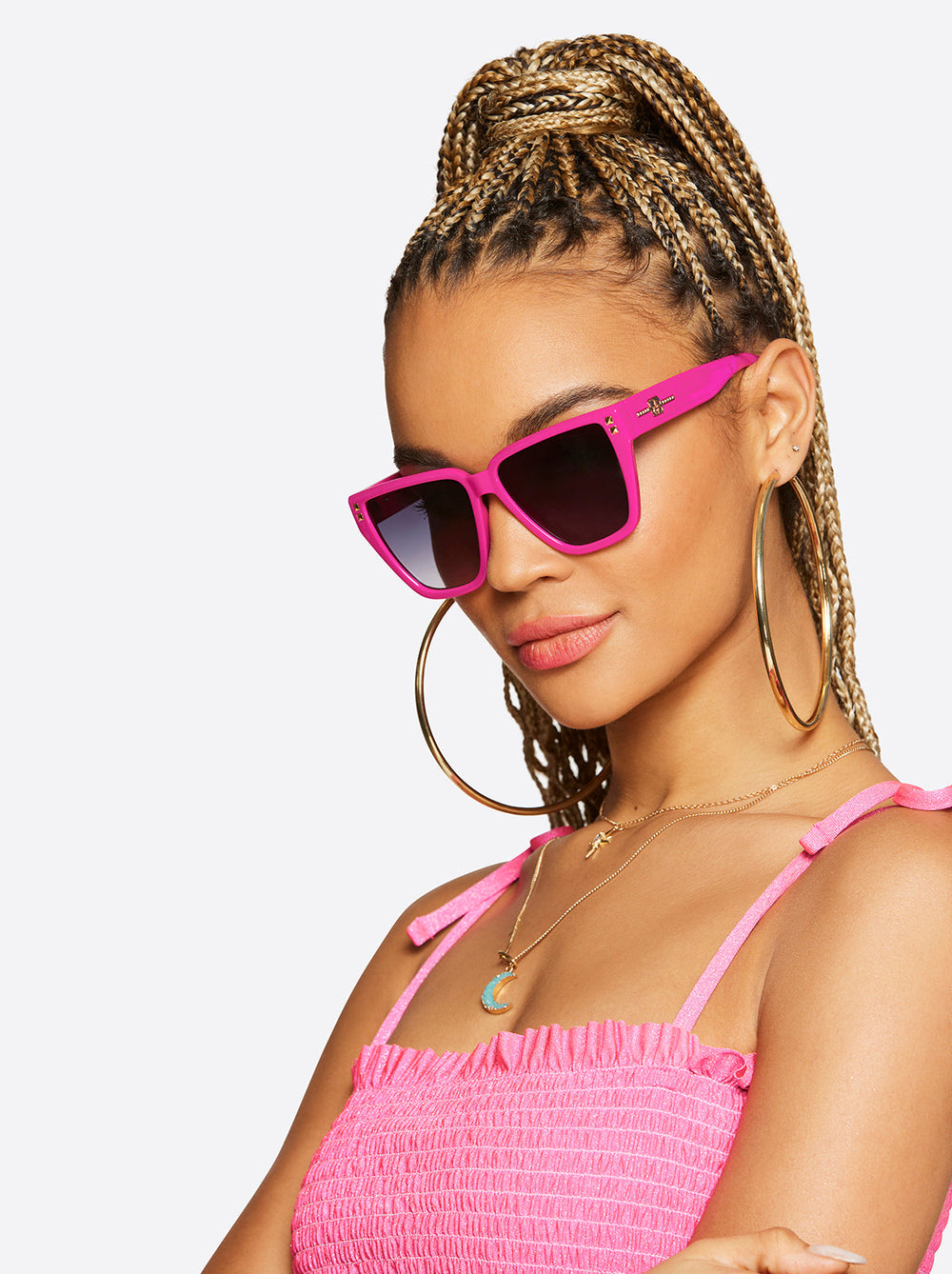 Accessories Star Studded Cat Eye Sunglasses - Fuchsia | Jessica Simpson