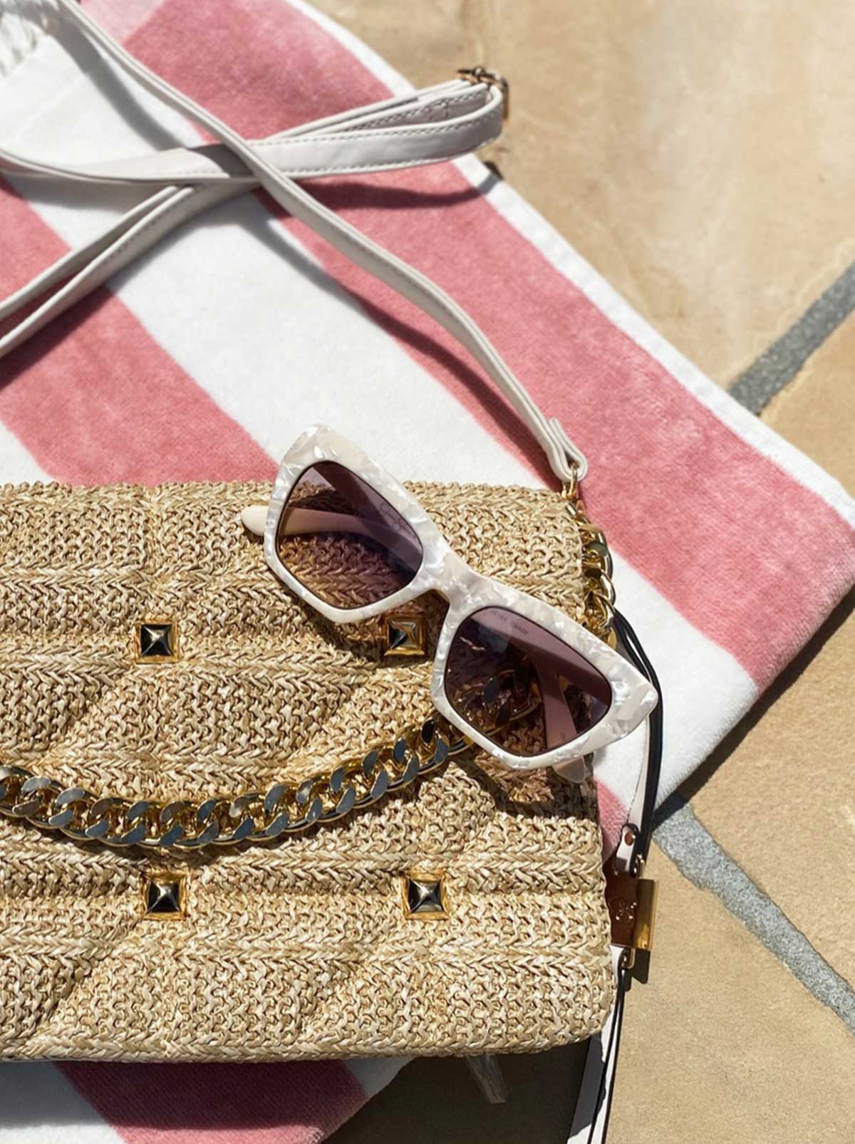 Accessories Vintage Cat Eye Sunglasses - Cream Marble | Jessica Simpson