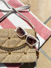 Accessories Vintage Cat Eye Sunglasses - Cream Marble | Jessica Simpson
