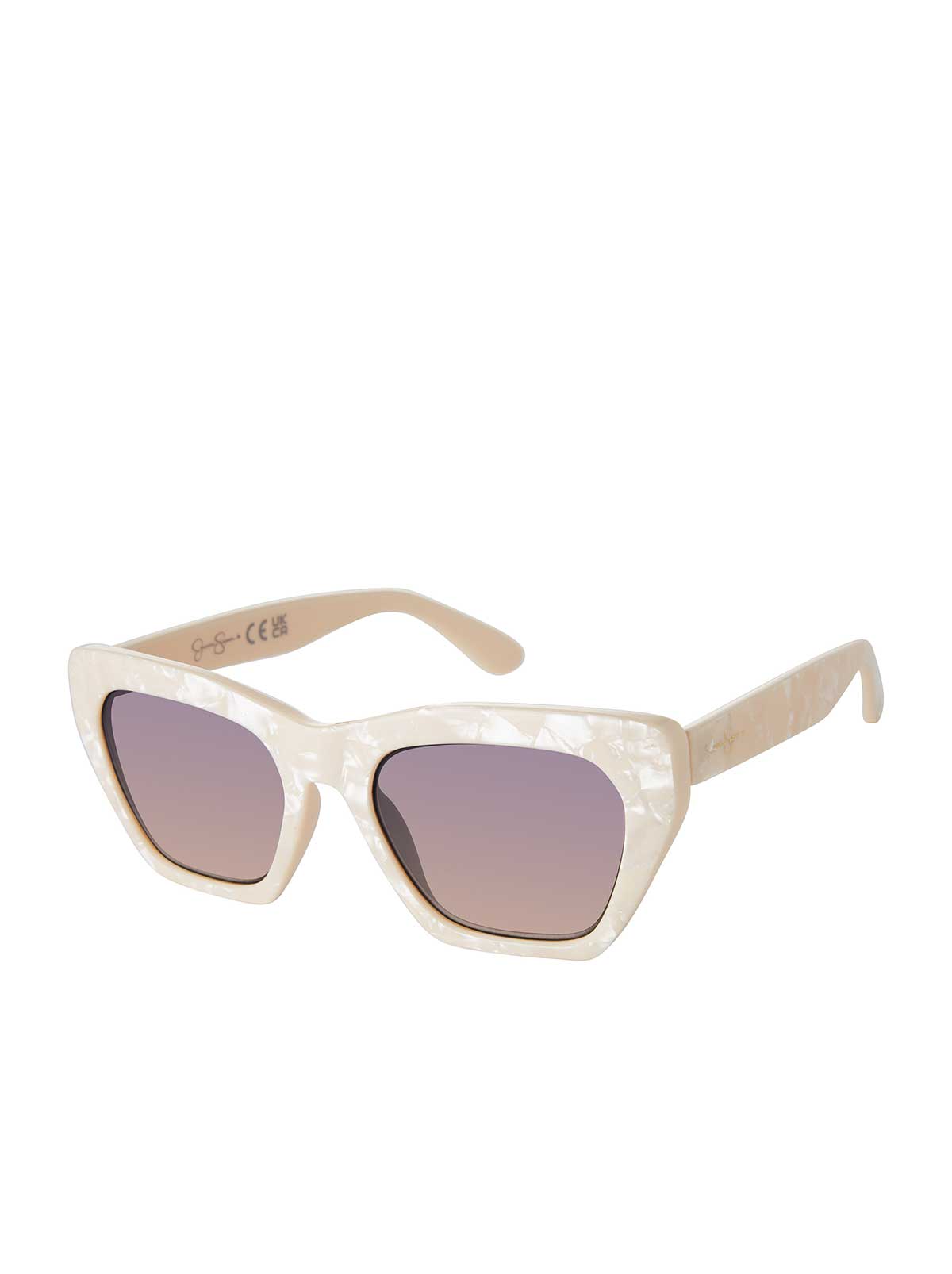 Accessories Vintage Cat Eye Sunglasses - Cream Marble | Jessica Simpson