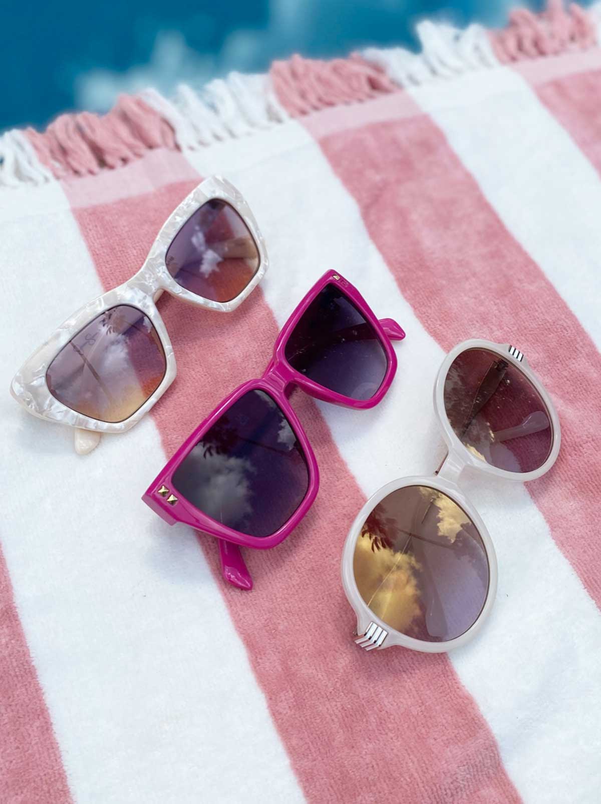 Accessories Vintage Cat Eye Sunglasses - Cream Marble | Jessica Simpson