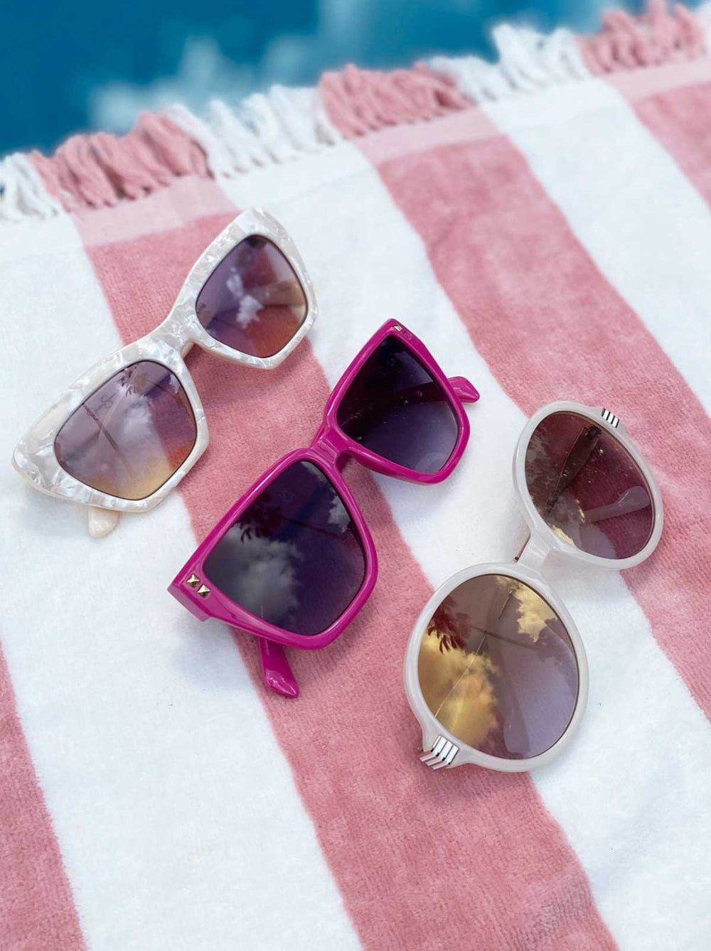 Accessories Vintage Cat Eye Sunglasses - Cream Marble | Jessica Simpson