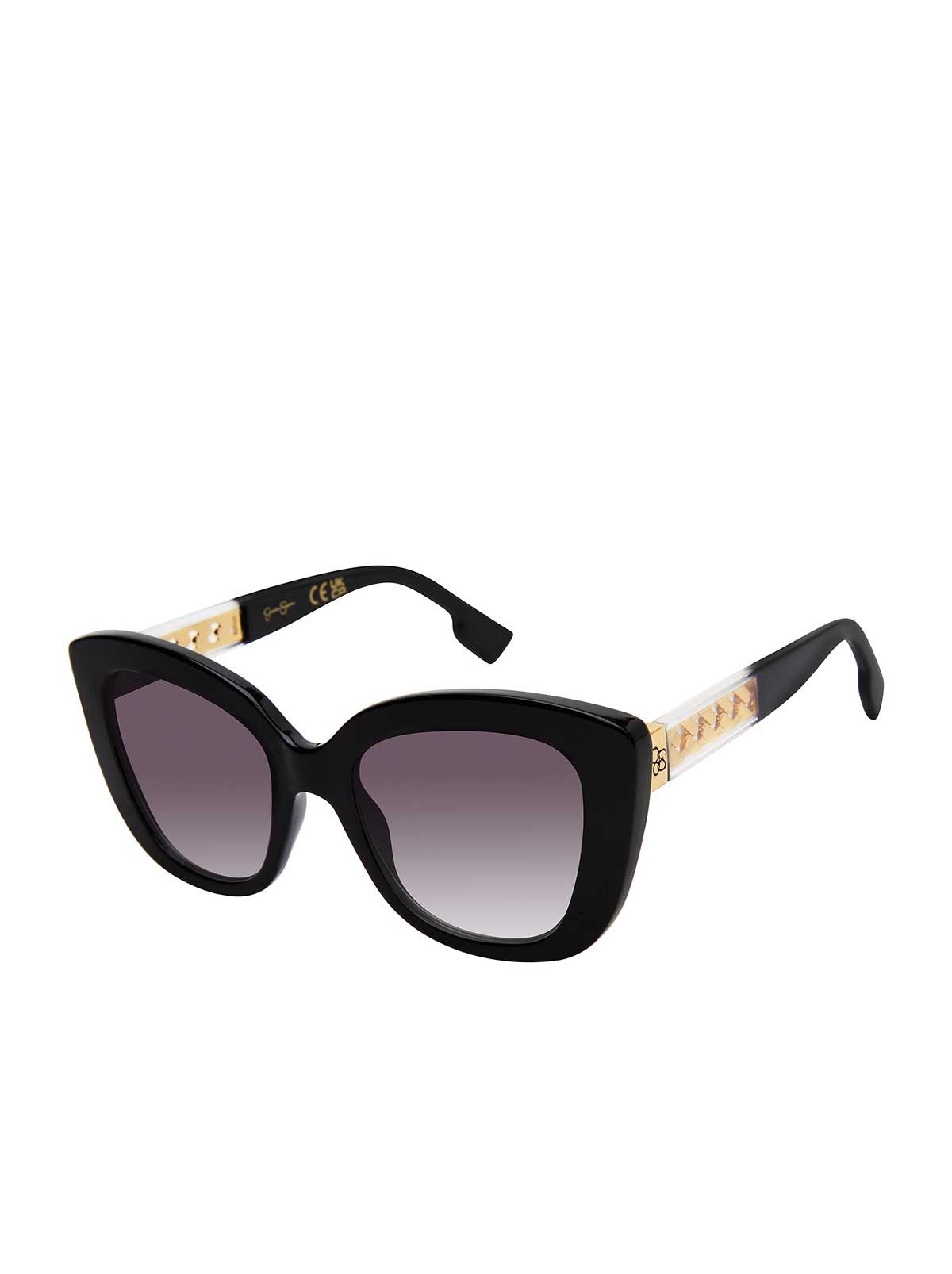 Accessories Glamorous Cat Eye Sunglasses - Black & Clear | Jessica Simpson